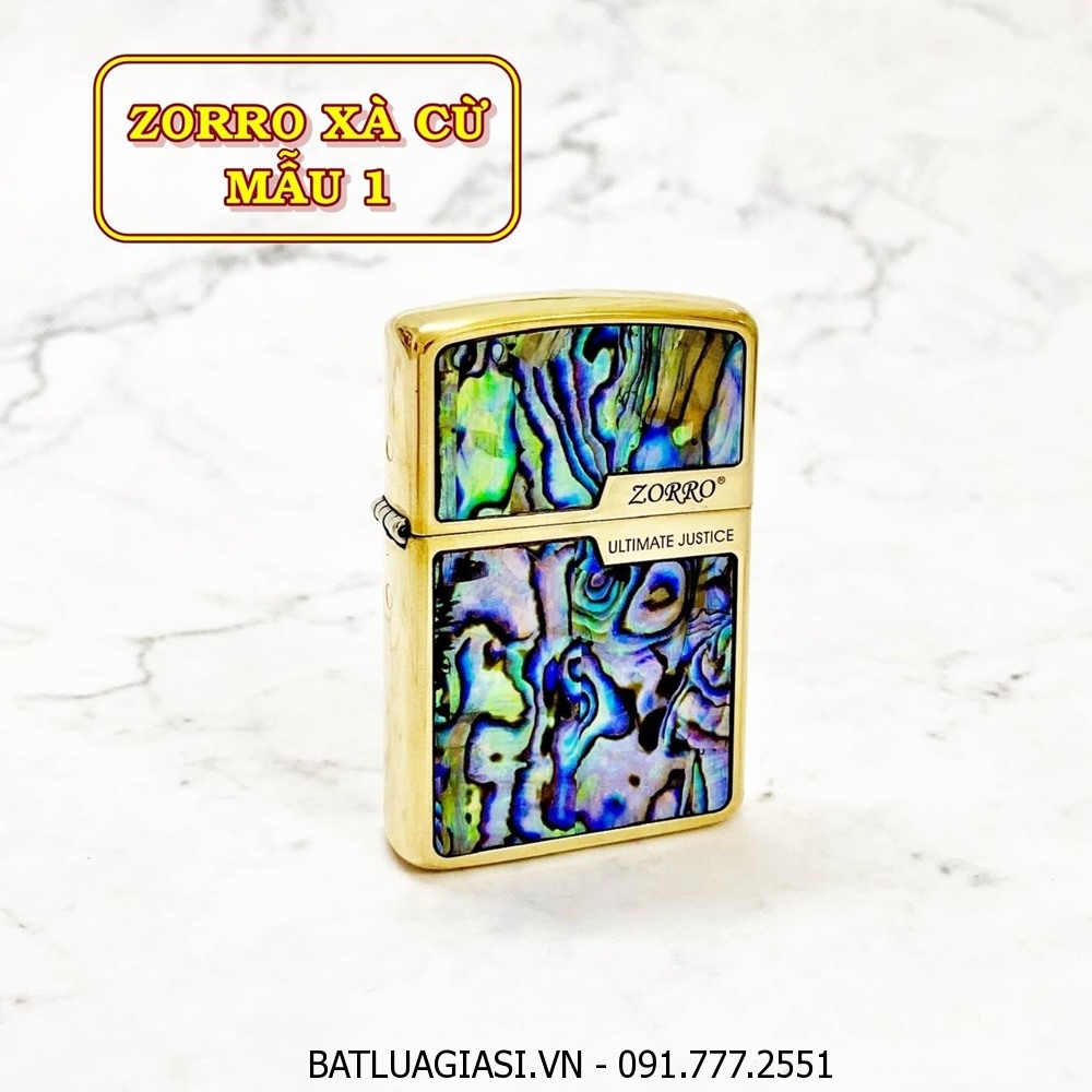 BẬT LỬA ZIPPO ZORRO ULTIMATE JUSTICE KHẢM XÀ CỪ (MẪU 1) (FULLBOX) - (XÀI XĂNG)