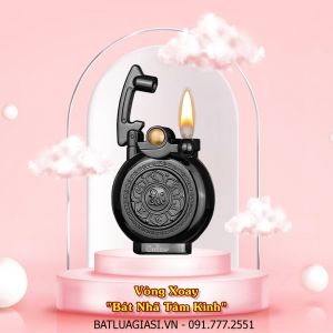 BẬT LỬA CHIEF XĂNG ĐÁ - BÚNG TAY ĐÁNH LỬA CF208 "VÒNG XOAY BÁT NHÃ TÂM KINH" (FULLBOX) - (XÀI XĂNG) #ĐEN