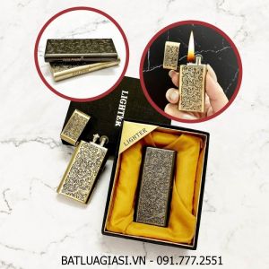 BẬT LỬA SLIM - DOLPHIN XĂNG ĐÁ CỔ 1 BÁNH XE KHẮC HOA VĂN (CÓ HỘP) - (XÀI XĂNG)