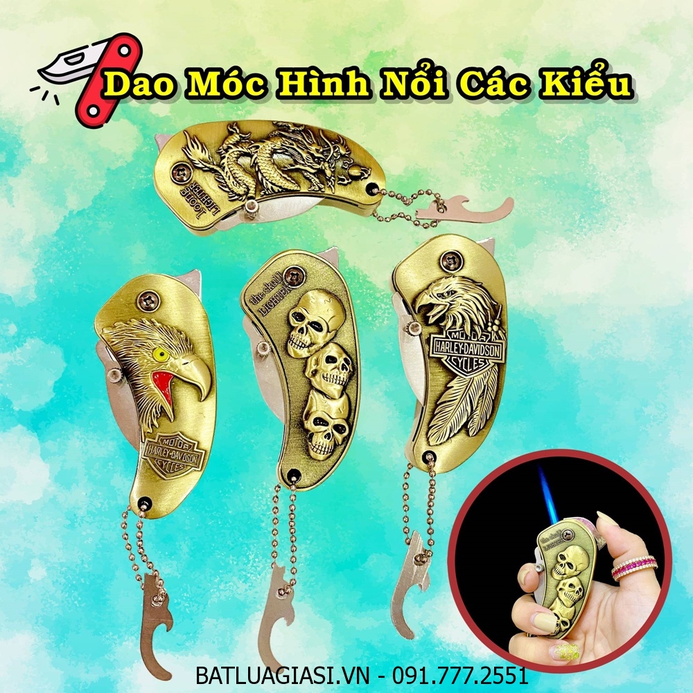 BẬT LỬA KHÈ DAO MÓC HÌNH NỔI CÁC KIỂU - (XÀI GAS)