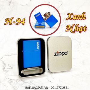 BẬT LỬA ZIPPO SƠN TĨNH ĐIỆN NHIỀU MÀU (CÓ MỘC ĐÁY) (HỘP THIẾC KÈM XĂNG) #H-94 XANH NHẠT