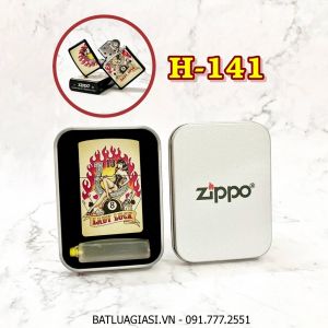 BẬT LỬA ZIPPO SƠN TĨNH ĐIỆN 2 MẶT KIỂU VINTAGE (CÓ MỘC ĐÁY) - (HỘP THIẾC KÈM XĂNG) H-141