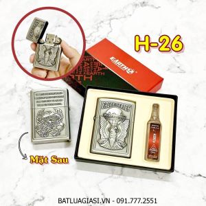BÂT LỬA ZIPPO AMERICAN 2 MẶT HÌNH NỔI (CÓ HỘP VÀ XĂNG) H-26