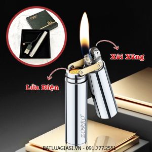 BẬT LỬA ZORRO CÔN NHỊ KHÚC 2 CHẾ ĐỘ LỬA (CHIẾT HOẢ TỬ + XĂNG ĐÁ) (FULLBOX) - (SẠC ĐIỆN - XÀI XĂNG) #BẠC