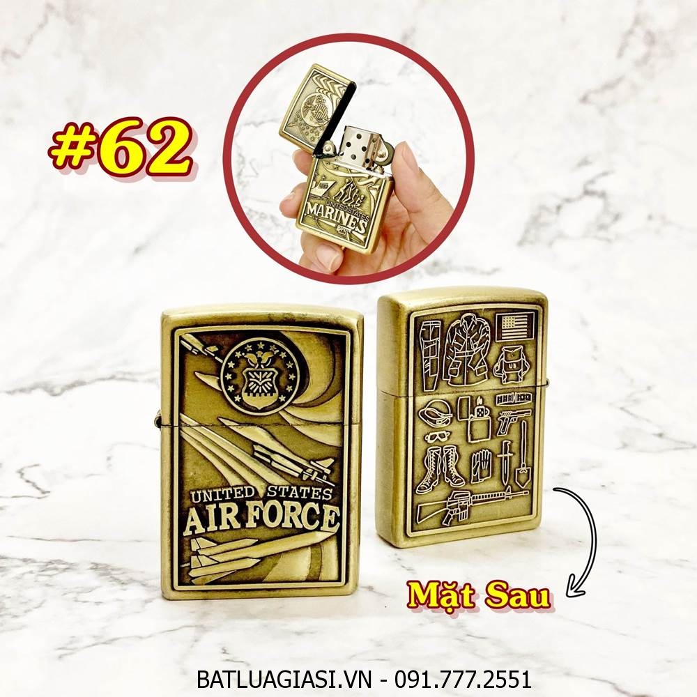 BÂT LỬA ZIPPO U.S 2 MẶT HÌNH NỔI - (XÀI XĂNG) #62