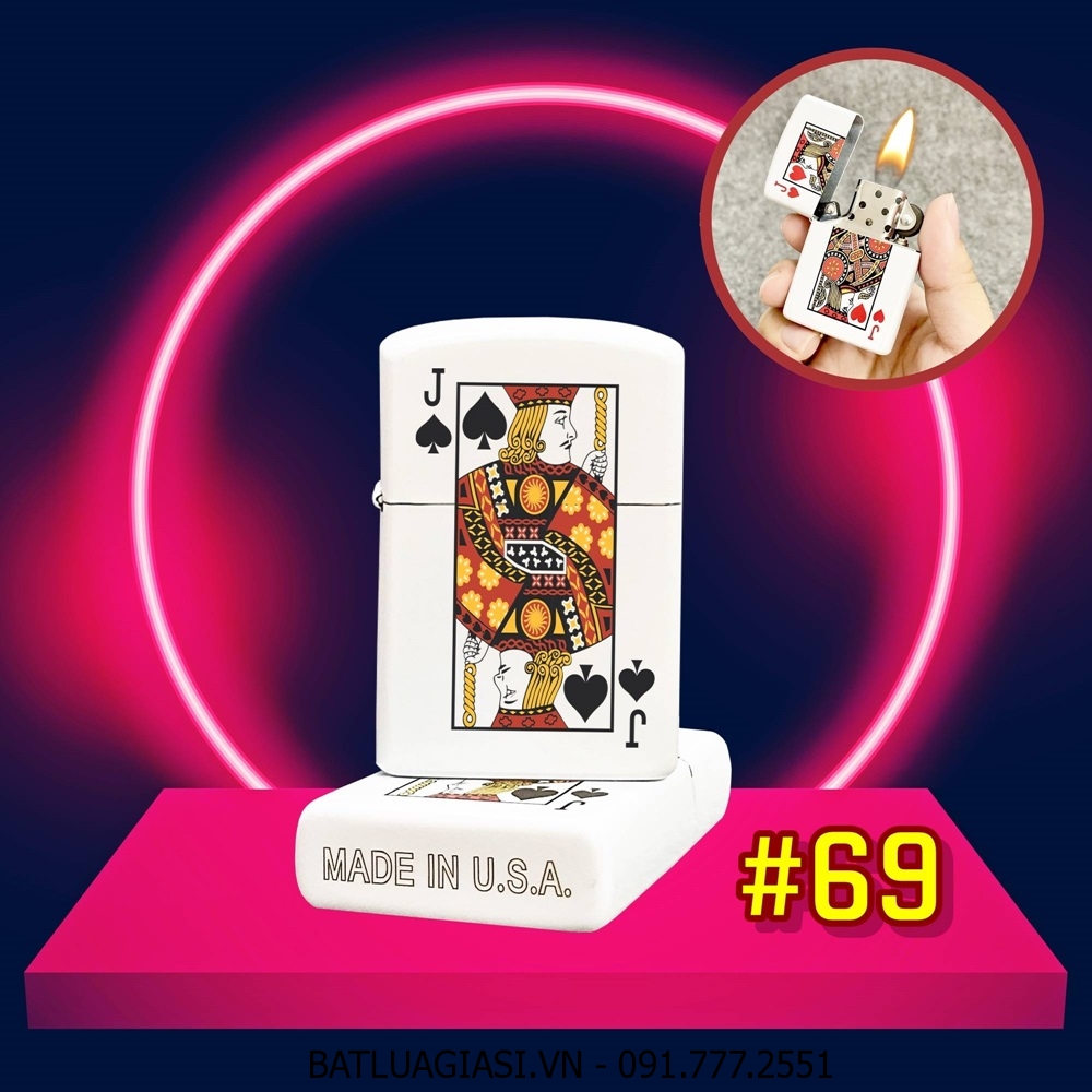 BẬT LỬA ZIPPO 2 MẶT HÌNH LÁ BÀI \