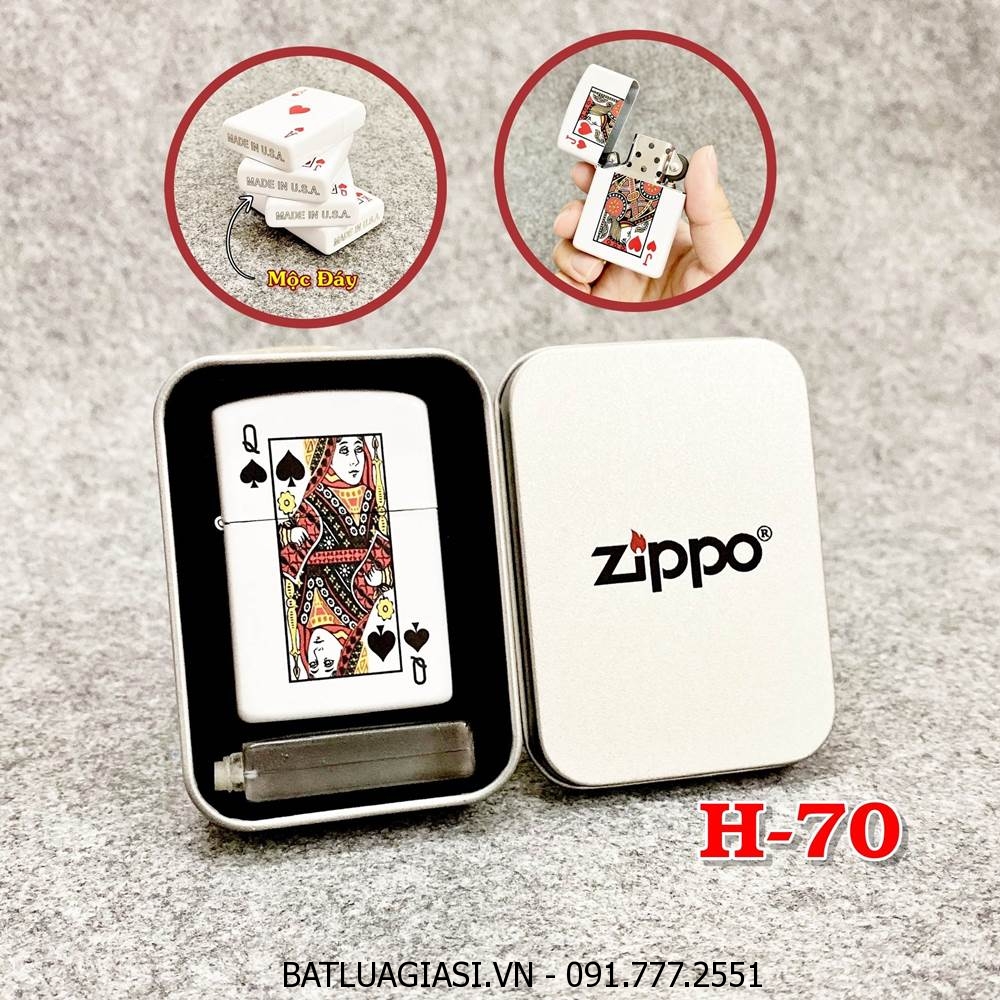 BẬT LỬA ZIPPO 2 MẶT HÌNH LÁ BÀI \