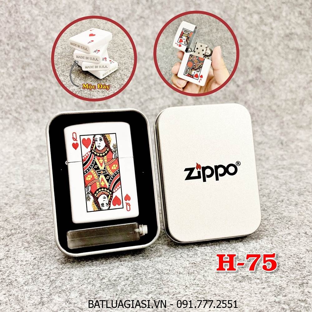 BẬT LỬA ZIPPO 2 MẶT HÌNH LÁ BÀI \