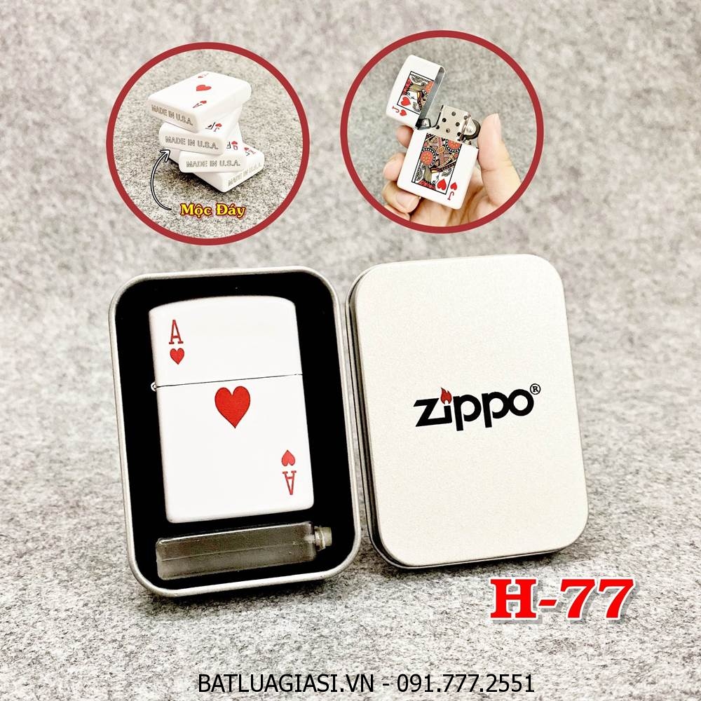 BẬT LỬA ZIPPO 2 MẶT HÌNH LÁ BÀI \