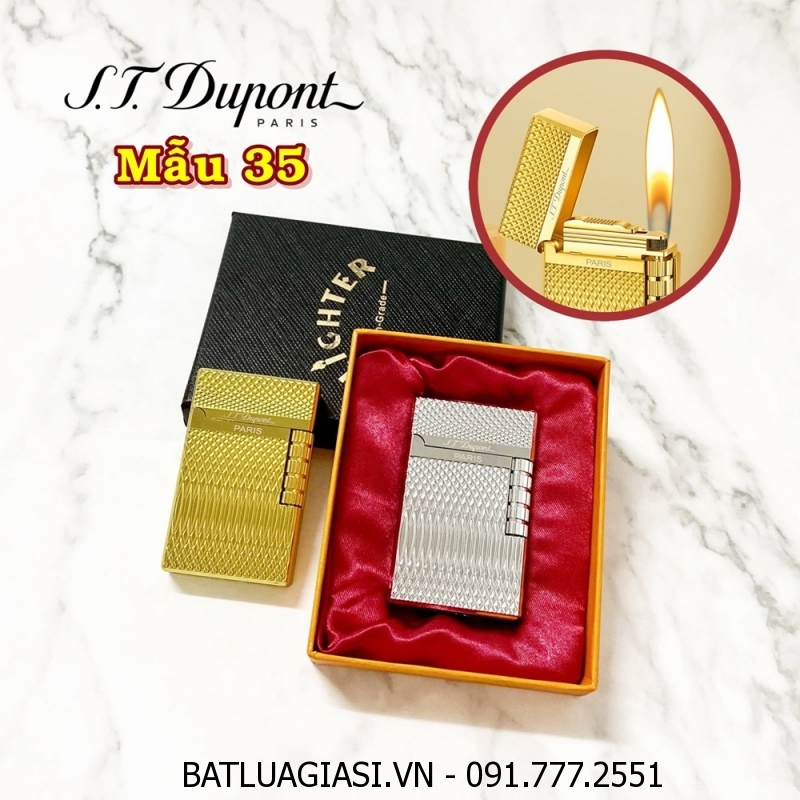 BẬT LỬA DUPONT VÂN KIM CƯƠNG 1 SỌC NGANG M-35 (S.T. DUPONT) (CÓ HỘP) - (XÀI GAS)