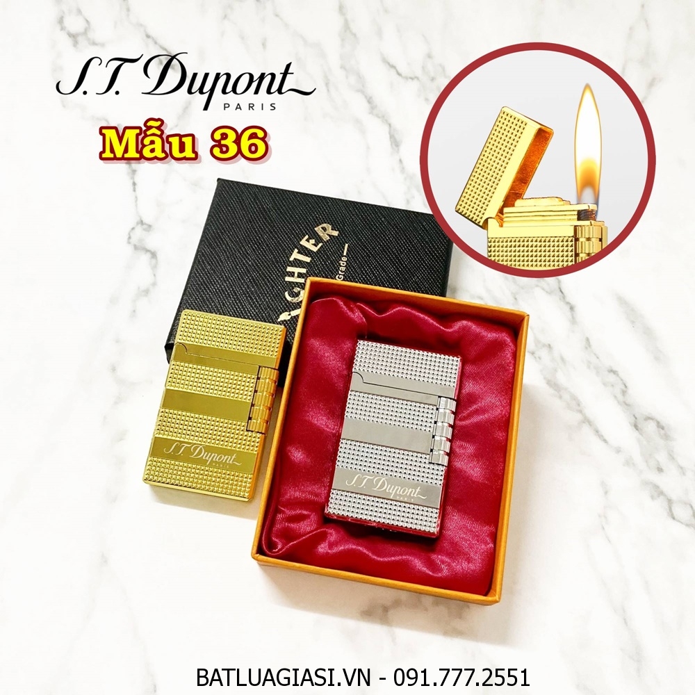 BẬT LỬA DUPONT VÂN KIM CƯƠNG 3 SỌC NGANG M-36 (S.T. DUPONT) (CÓ HỘP) - (XÀI GAS)