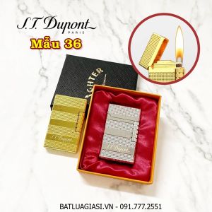 BẬT LỬA DUPONT VÂN KIM CƯƠNG 3 SỌC NGANG M-36 (S.T. DUPONT) (CÓ HỘP) - (XÀI GAS)