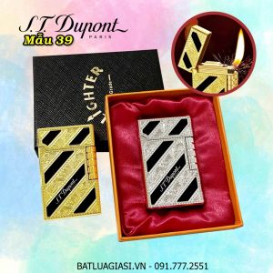 BẬT LỬA DUPONT HOA VĂN SỌC ĐEN XÉO M-39 (S.T. DUPONT) (CÓ HỘP) - (XÀI GAS)