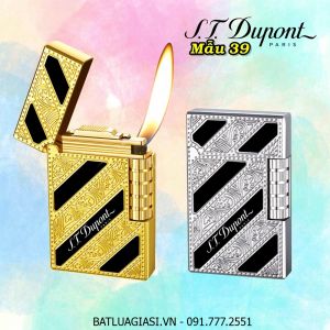 BẬT LỬA DUPONT HOA VĂN SỌC ĐEN XÉO M-39 (S.T. DUPONT) - (XÀI GAS)