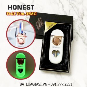 BẬT LỬA HONEST 2 CHẾ ĐỘ LỬA - GAS LỘ THIÊN CÓ ĐÈN HÌNH TRÁI TIM 368C DẠ QUANG HÚT ÁNH SÁNG (LỬA NGỌN VÀ LỬA HOẢ TIỄN) (CÓ HỘP) - (XÀI GAS)