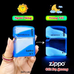BẬT LỬA ZIPPO CÁT DẠ QUANG HÚT ÁNH SÁNG (TẶNG KÈM HỘP TRƯNG BÀY) - (XÀI XĂNG) #XANH BIỂN