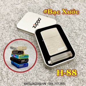 BẬT LỬA ZIPPO TRƠN BÓNG (CÓ MỘC ĐÁY) (HỘP THIẾC KÈM XĂNG) #BẠC XƯỚC H-88