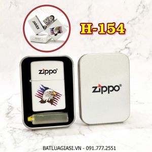 BẬT LỬA ZIPPO SƠN TĨNH ĐIỆN 2 MẶT HÌNH ĐẠI BÀNG CỜ MỸ (CÓ MỘC ĐÁY) (HỘP THIẾC KÈM XĂNG) H-154