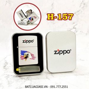 BẬT LỬA ZIPPO SƠN TĨNH ĐIỆN 2 MẶT HÌNH ĐẠI BÀNG CỜ MỸ (CÓ MỘC ĐÁY) (HỘP THIẾC KÈM XĂNG) H-157