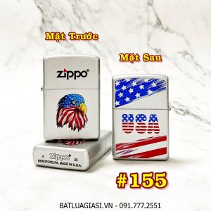 BẬT LỬA ZIPPO SƠN TĨNH ĐIỆN 2 MẶT HÌNH ĐẠI BÀNG CỜ MỸ (CÓ MỘC ĐÁY) - (XÀI XĂNG) #155