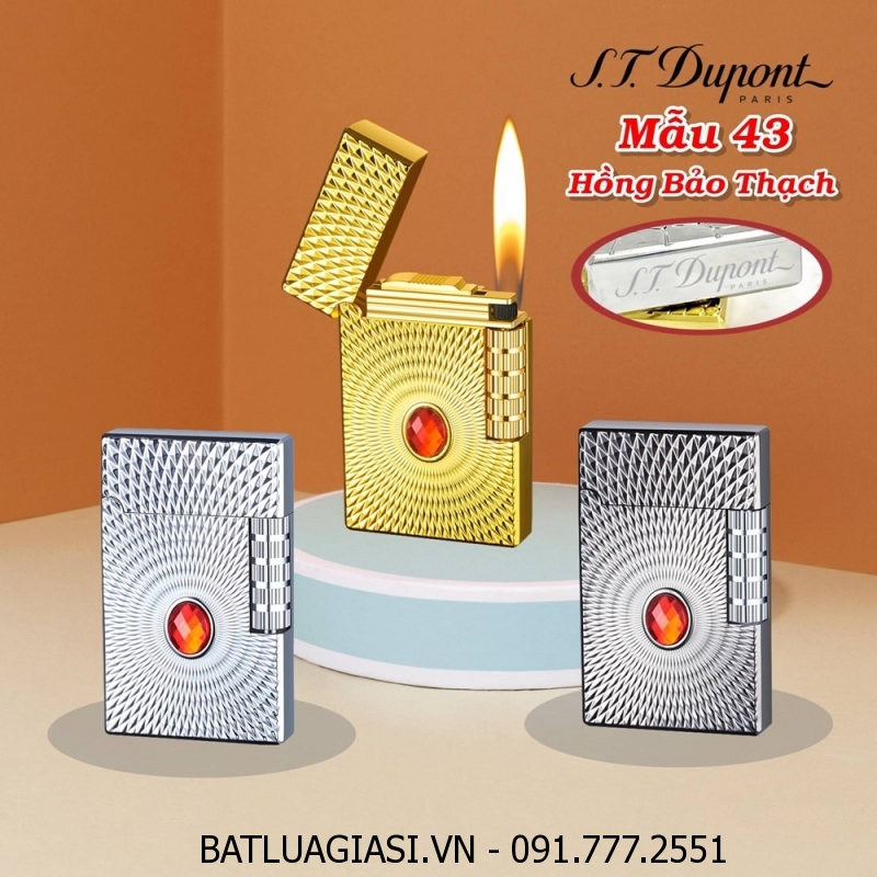 BẬT LỬA DUPONT LỐC XOÁY CẨN NGỌC HỒNG BẢO THẠCH M-43 (S.T. DUPONT) - (XÀI GAS)