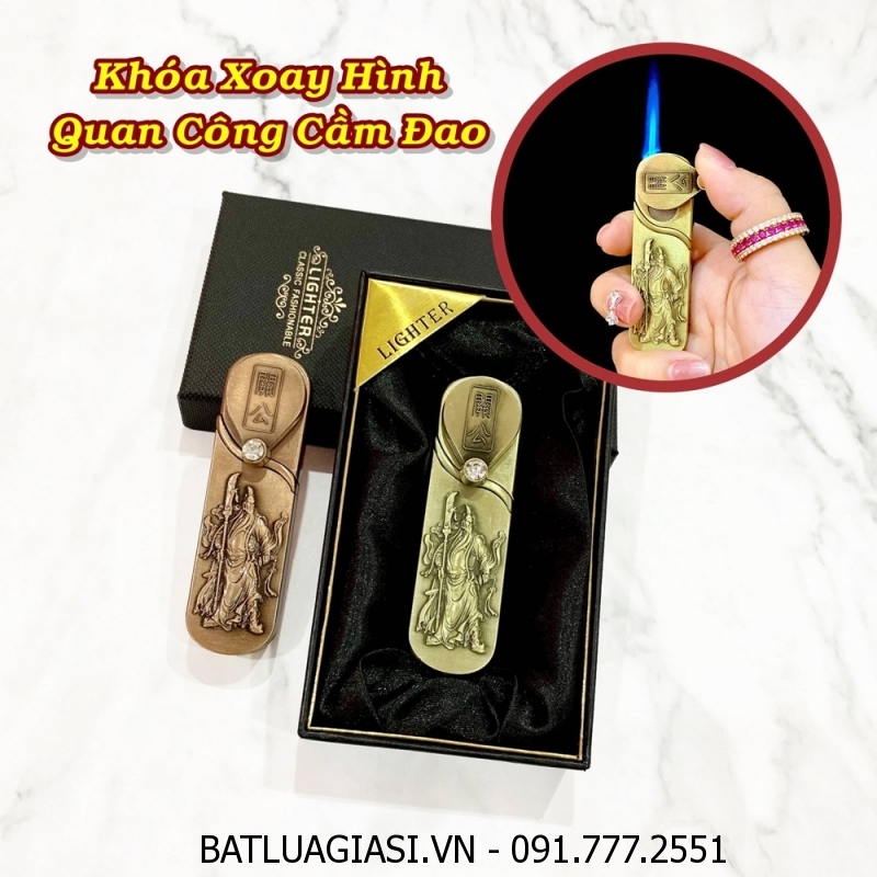 BẬT LỬA KHÈ KHÓA XOAY HÌNH QUAN CÔNG CẦM ĐAO (CÓ HỘP) - (XÀI GAS)