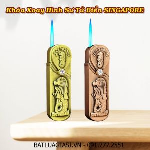 BẬT LỬA KHÈ KHÓA XOAY HÌNH SƯ TỬ BIỂN SINGAPORE - (XÀI GAS)