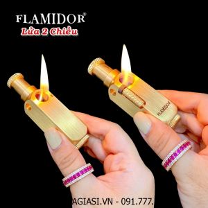 BẬT LỬA XĂNG ĐÁ FLAMIDOR LỬA 2 CHIỀU (KIM LOẠI NGUYÊN KHỐI) - (XÀI XĂNG)