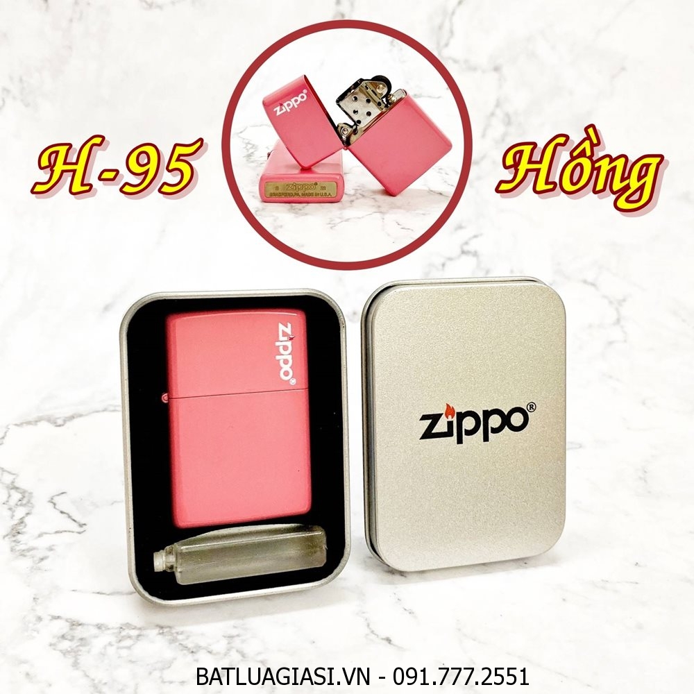 BẬT LỬA ZIPPO SƠN TĨNH ĐIỆN NHIỀU MÀU (CÓ MỘC ĐÁY) (HỘP THIẾC KÈM XĂNG) #H-95 HỒNG