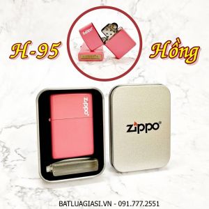 BẬT LỬA ZIPPO SƠN TĨNH ĐIỆN NHIỀU MÀU (CÓ MỘC ĐÁY) (HỘP THIẾC KÈM XĂNG) #H-95 HỒNG