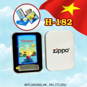 BẬT LỬA ZIPPO SƠN TĨNH ĐIỆN HÌNH VIỆT NAM QUÊ HƯƠNG TÔI (CÓ MỘC ĐÁY) (HỘP THIẾC KÈM XĂNG) H-182