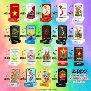 BẬT LỬA ZIPPO SƠN TĨNH ĐIỆN HÌNH VIỆT NAM CÁC KIỂU (CÓ MỘC ĐÁY) - (XÀI XĂNG)