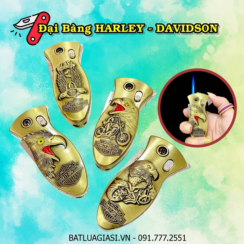 BẬT LỬA KHÈ DAO BẤM TỰ VỆ HÌNH ĐẠI BÀNG HARLEY - DAVIDSON - (XÀI GAS)