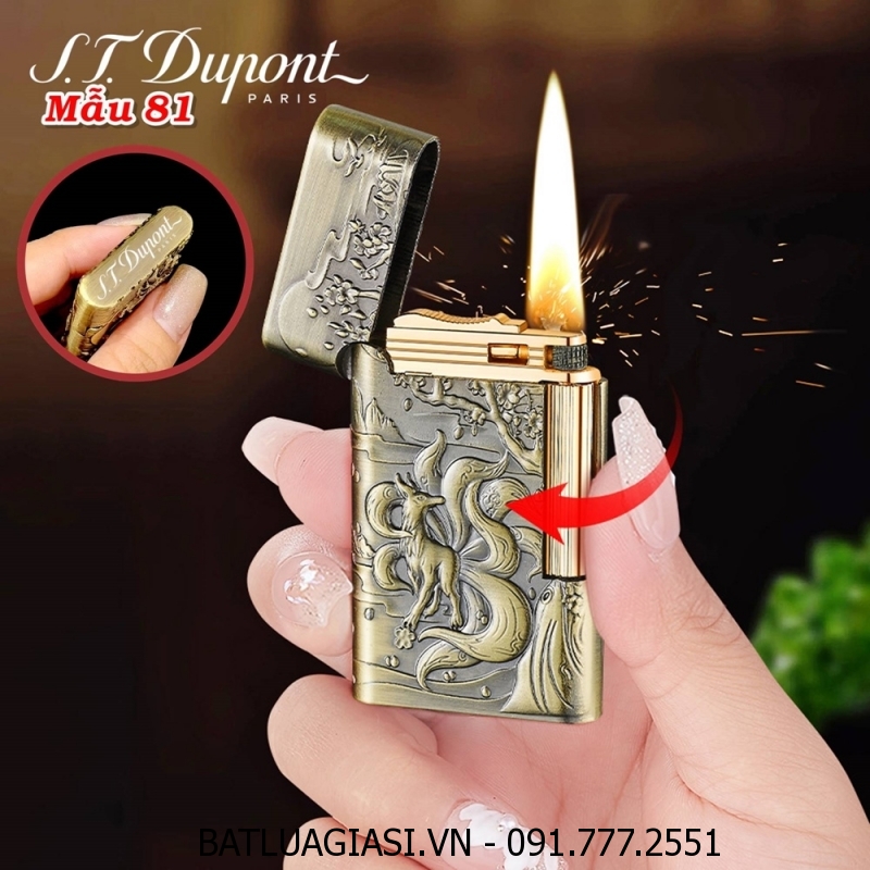 BẬT LỬA DUPONT DẬP NỔI 2 MẶT HÌNH HỒ LY 9 ĐUÔI M-81 (S.T. DUPONT) - (XÀI XĂNG)