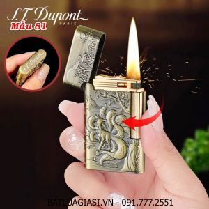 BẬT LỬA DUPONT DẬP NỔI 2 MẶT HÌNH HỒ LY 9 ĐUÔI M-81 (S.T. DUPONT) - (XÀI XĂNG)