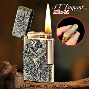 BẬT LỬA DUPONT DẬP NỔI 2 MẶT HÌNH CÁ CHÉP HOÁ RỒNG M-82 (S.T. DUPONT) - (XÀI XĂNG)