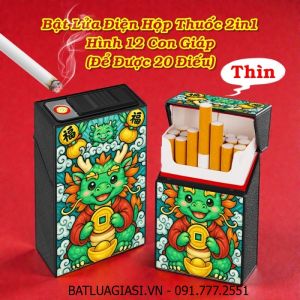 BẬT LỬA ĐIỆN HỘP THUỐC 2IN1 HÌNH 12 CON GIÁP (ĐỂ ĐƯỢC 20 ĐIẾU) (FULLBOX) - (SẠC ĐIỆN) #THÌN (RỒNG)
