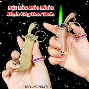 BẬT LỬA KHÈ MÓC KHÓA HÌNH CÂY ĐAO TRƠN (KIM LOẠI) - (XÀI GAS)