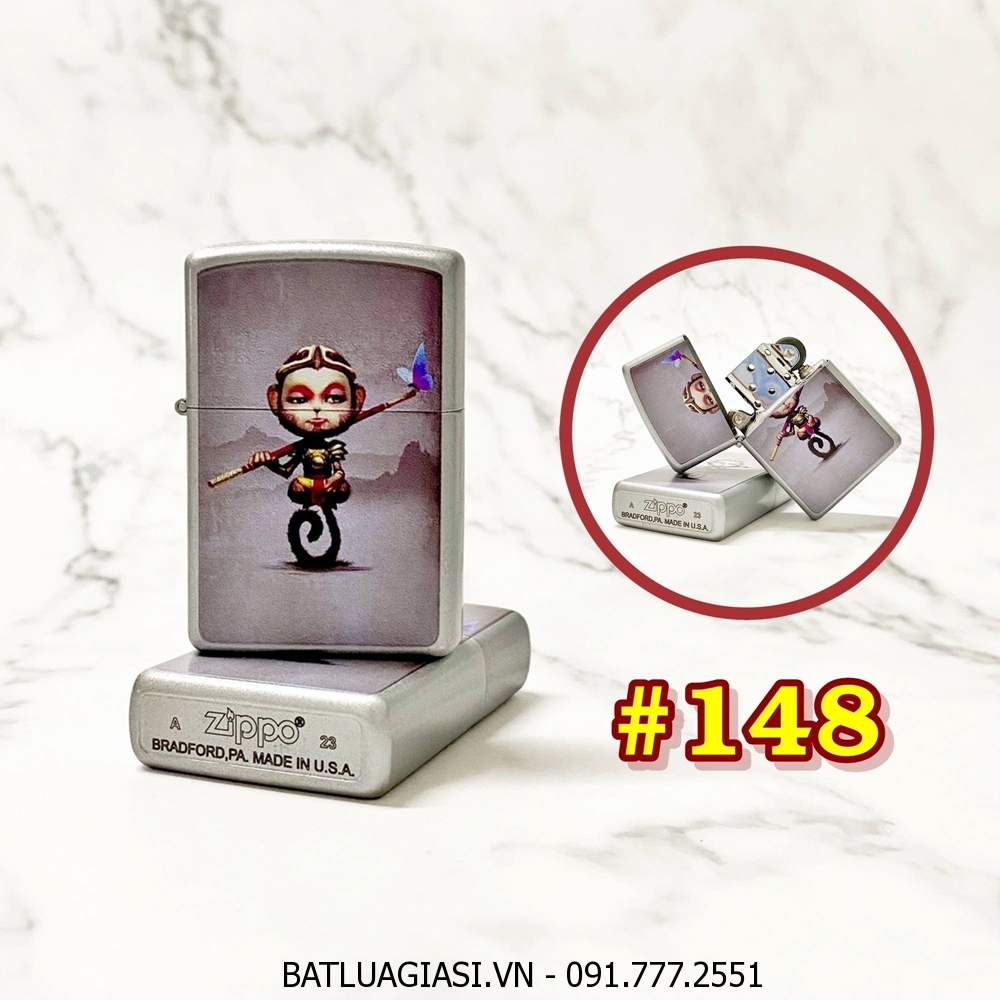 BẬT LỬA ZIPPO SƠN TĨNH ĐIỆN 2 MẶT CHỦ ĐỀ TÂY DU KÝ HÌNH TÔN NGỘ KHÔNG (CÓ MỘC ĐÁY) - (XÀI XĂNG) #148