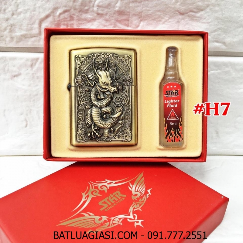 BẬT LỬA ZIPPO HÌNH NỔI (CÓ HỘP VÀ XĂNG) H7