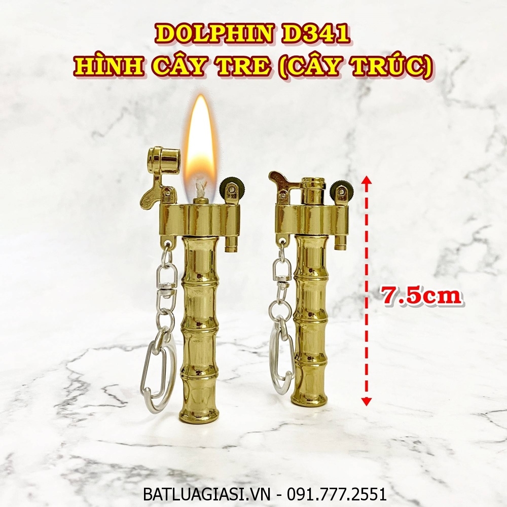 BẬT LỬA MÓC KHÓA DOLPHIN XĂNG ĐÁ CỔ HÌNH CÂY TRE (CÂY TRÚC) D341 - (XÀI XĂNG)