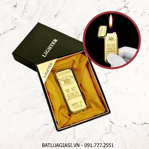 BẬT LỬA GAS ĐÁ HÌNH THỎI VÀNG 9999 (CÓ HỘP) - (XÀI GAS)