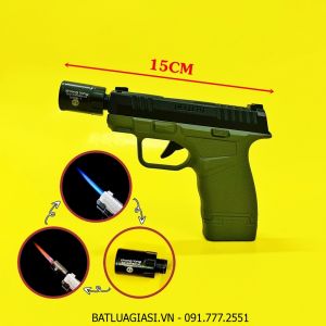 BẬT LỬA KHÈ HÌNH SÚNG HELLCAT 2 CHẾ ĐỘ LỬA (SIZE: 15CM) (FULLBOX) - (XÀI GAS) #XANH