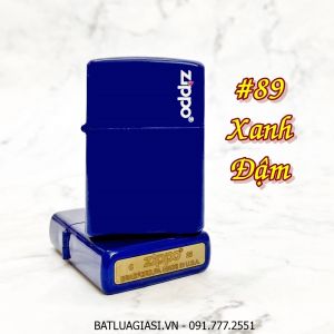 BẬT LỬA ZIPPO SƠN TĨNH ĐIỆN NHIỀU MÀU (CÓ MỘC ĐÁY) - (XÀI XĂNG) #89 XANH ĐẬM