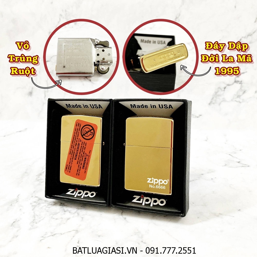BẬT LỬA ZIPPO MỸ TRƠN BÓNG SỐ TỨ QUÝ - ĐỜI LA MÃ 1995 - RUỘT USA (CÓ TEM ĐỎ) - (XÀI XĂNG) #VÀNG BÓNG
