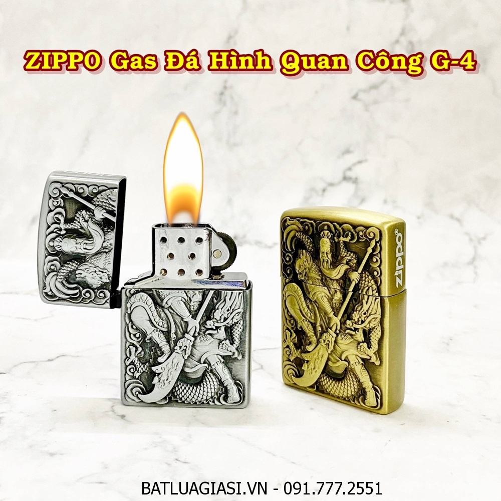 BẬT LỬA ZIPPO GAS ĐÁ HÌNH QUAN CÔNG G-4 - (XÀI GAS)