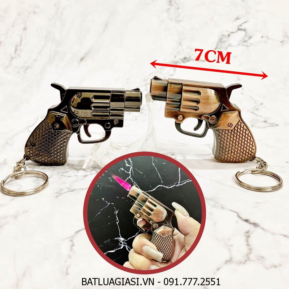 BẬT LỬA KHÈ - MÓC KHÓA HÌNH SÚNG ĐIỆP VIÊN (SIZE: 7CM) - (XÀI GAS)