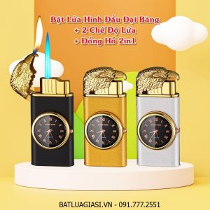 BẬT LỬA 2 CHẾ ĐỘ LỬA - ĐỒNG HỒ 2IN1 HÌNH ĐẦU ĐẠI BÀNG - (XÀI GAS)
