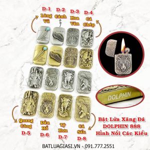 BẬT LỬA XĂNG ĐÁ 1 BÁNH XE DOLPHIN 888 HÌNH NỔI CÁC KIỂU - (XÀI XĂNG)