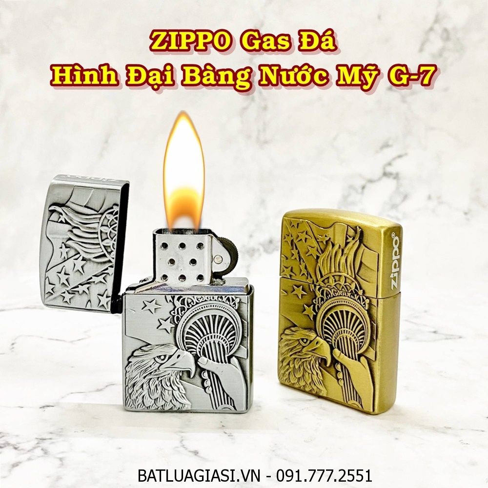 BẬT LỬA ZIPPO GAS ĐÁ HÌNH ĐẠI BÀNG NƯỚC MỸ G-7 - (XÀI GAS)